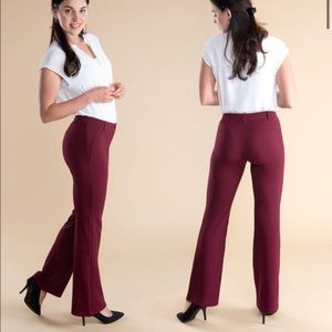 Betabrand Dress Pant Yoga Pants in Cabernet Crepe